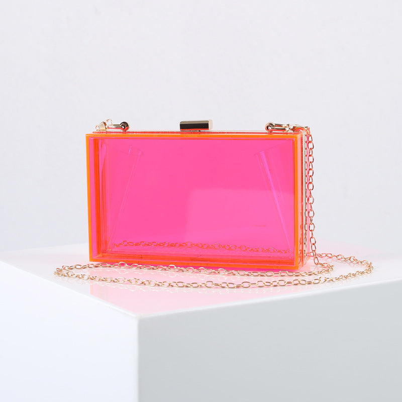 fashion female bag small square bag summer candy color transparent box bag dinner bag chain bag