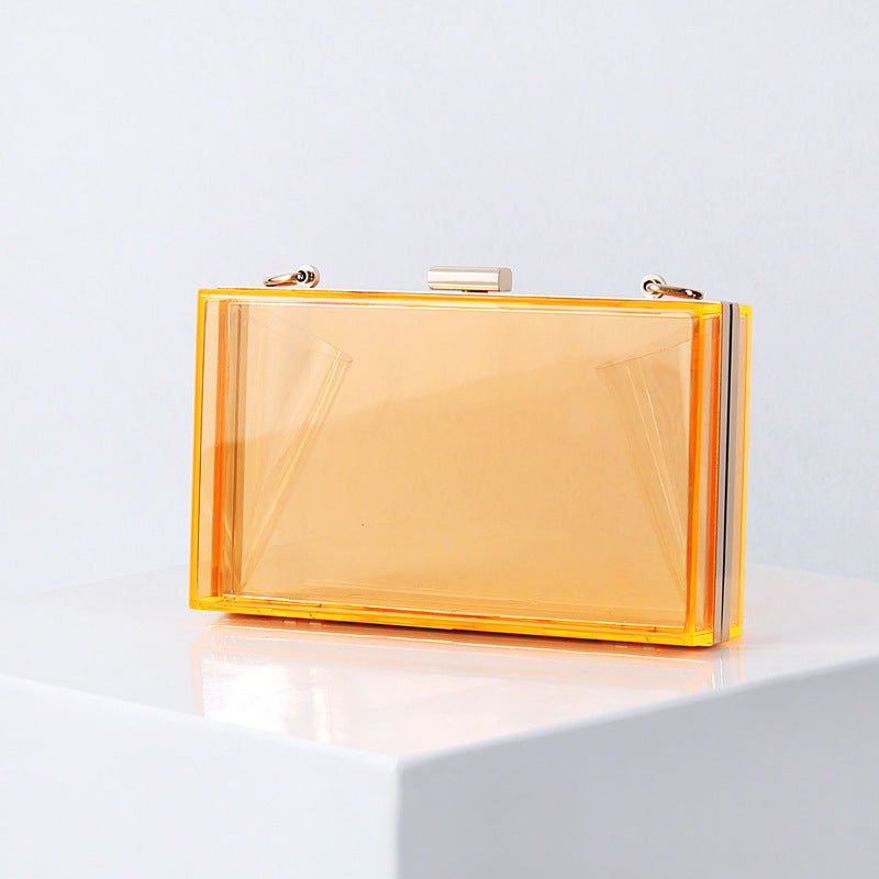 fashion female bag small square bag summer candy color transparent box bag dinner bag chain bag