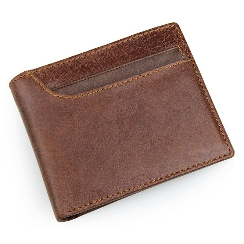 anti scanning leather wallet top layer leather short