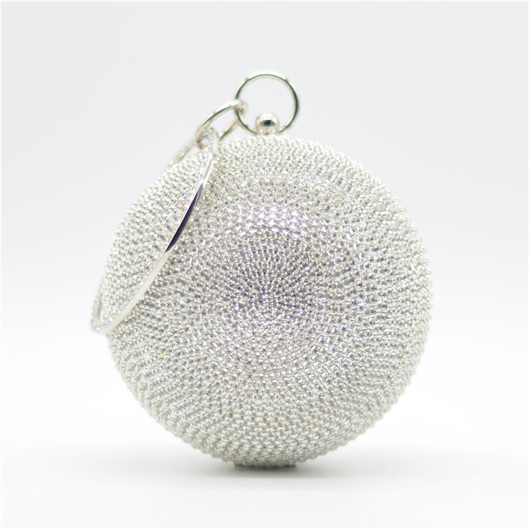 mini rhinestone covered ball design dinner bag