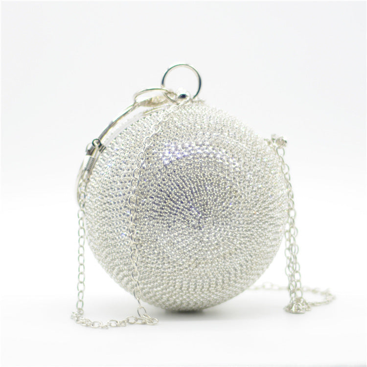 mini rhinestone covered ball design dinner bag