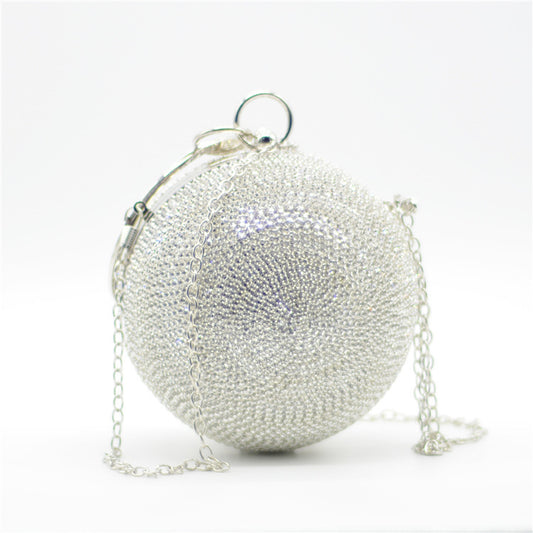 mini rhinestone covered ball design dinner bag