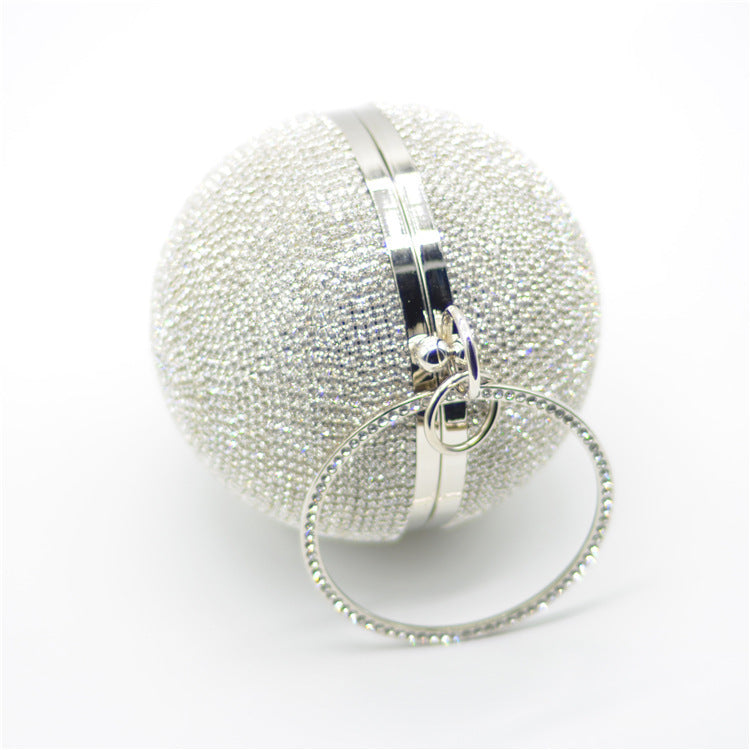 mini rhinestone covered ball design dinner bag