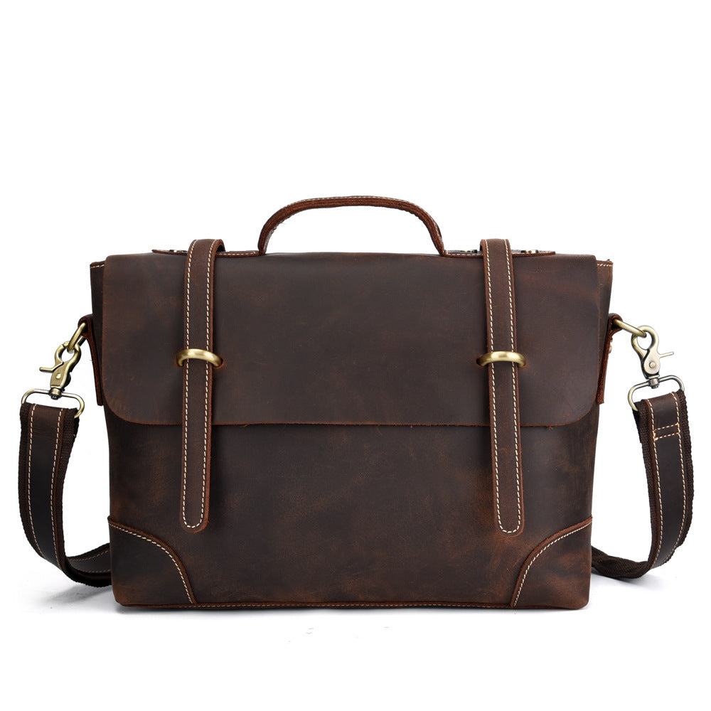 leather retro mens bag briefcase single shoulder messenger