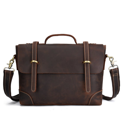 leather retro mens bag briefcase single shoulder messenger