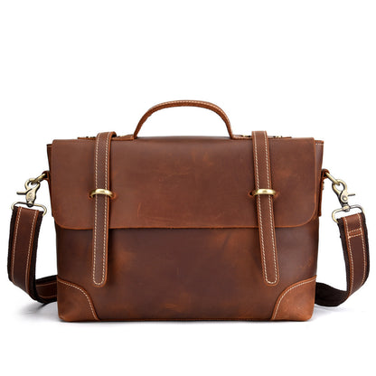 leather retro mens bag briefcase single shoulder messenger