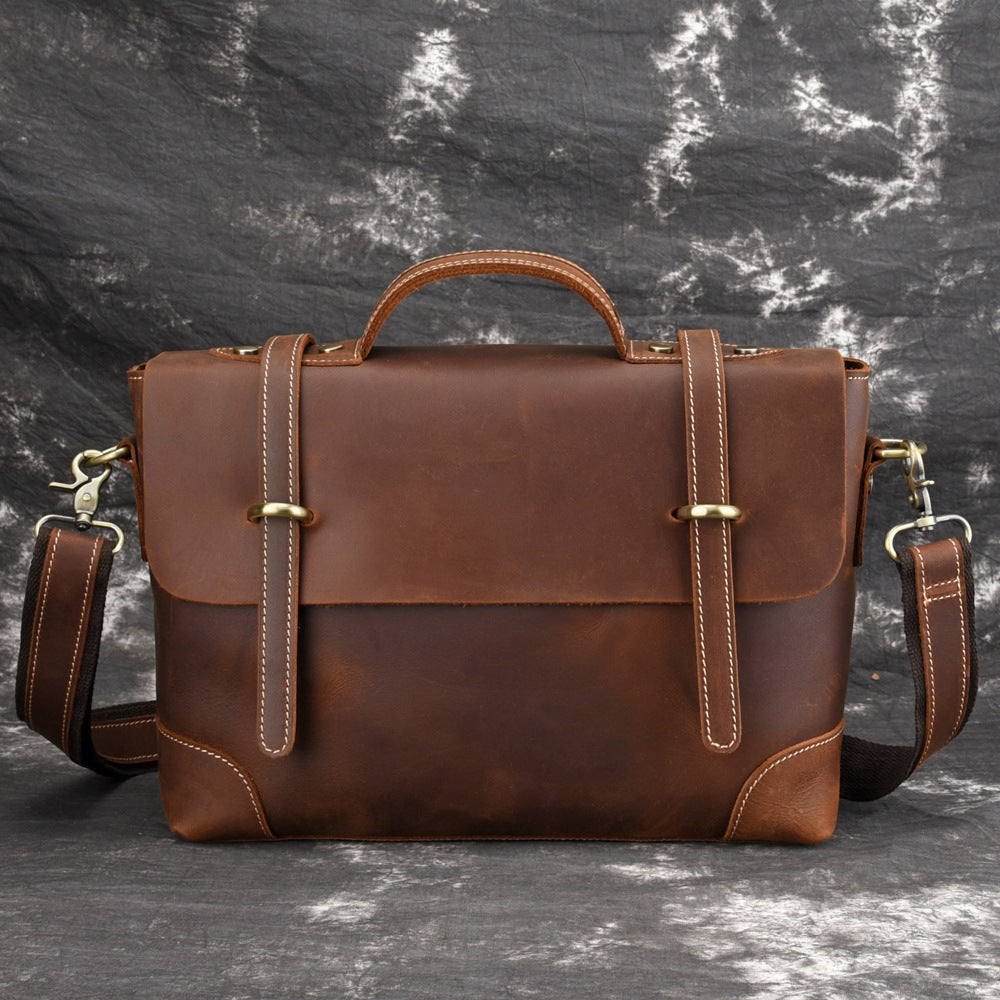 leather retro mens bag briefcase single shoulder messenger