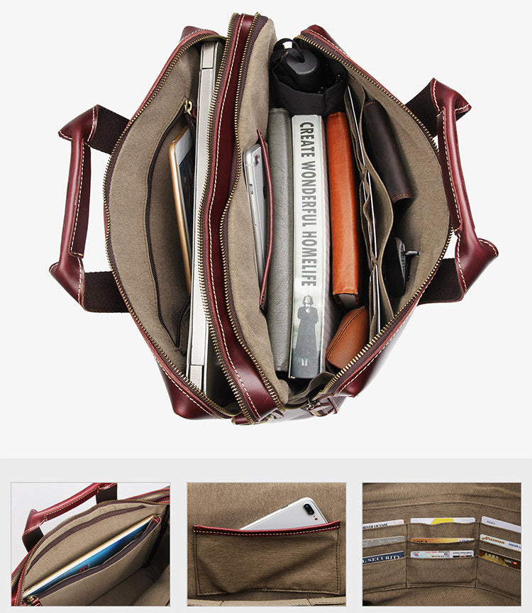 business briefcase 15 inch computer bag head layer cowhide mens handbag
