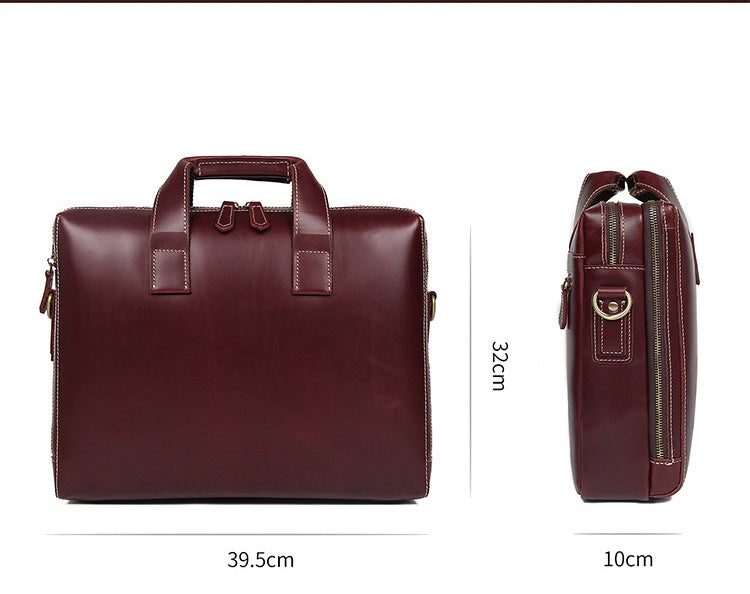business briefcase 15 inch computer bag head layer cowhide mens handbag