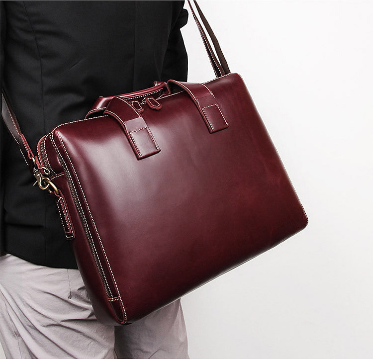 business briefcase 15 inch computer bag head layer cowhide mens handbag