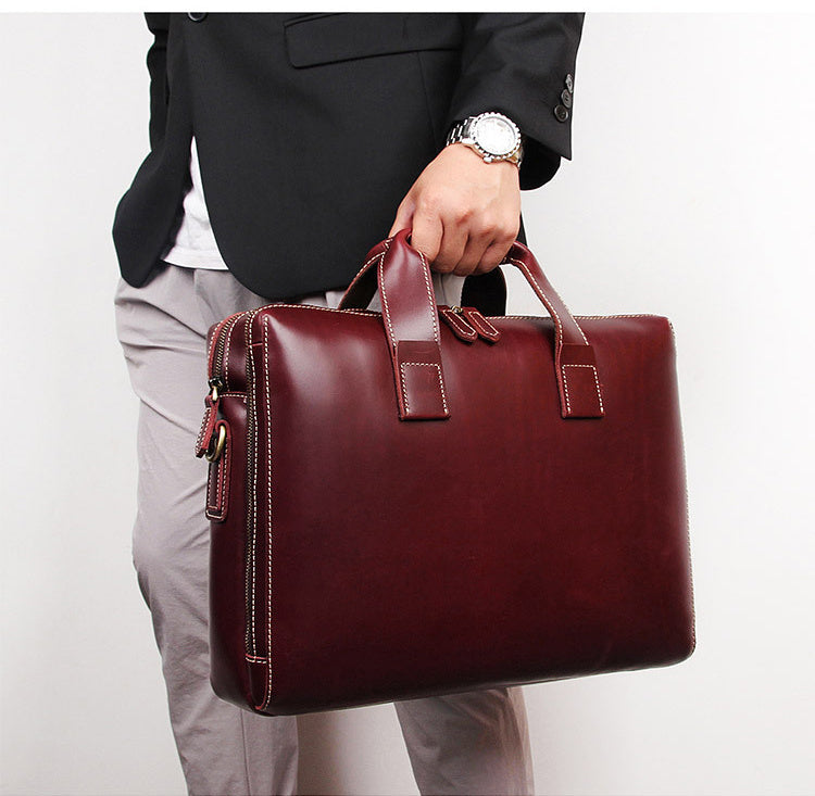business briefcase 15 inch computer bag head layer cowhide mens handbag
