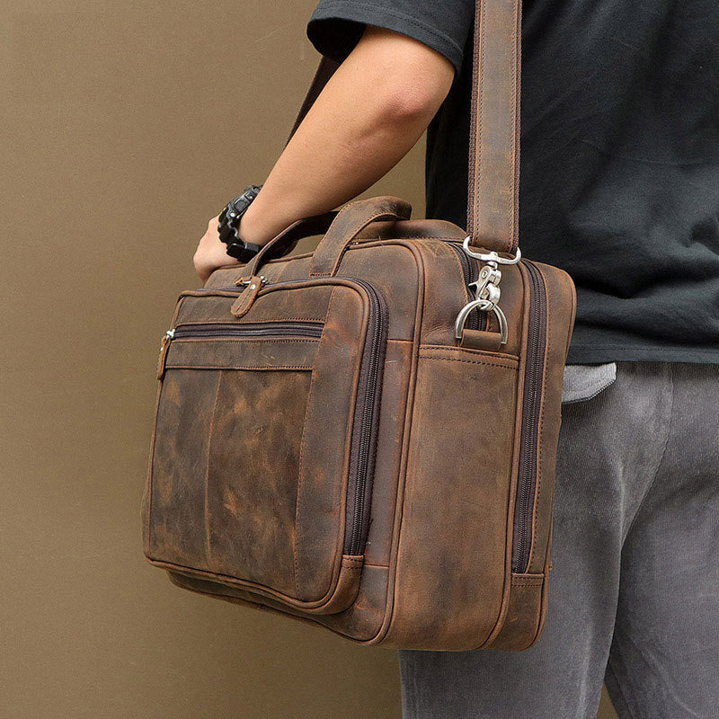 fashion mens crazy horse leather laptop bag