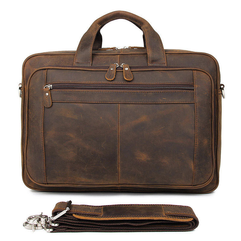 fashion mens crazy horse leather laptop bag