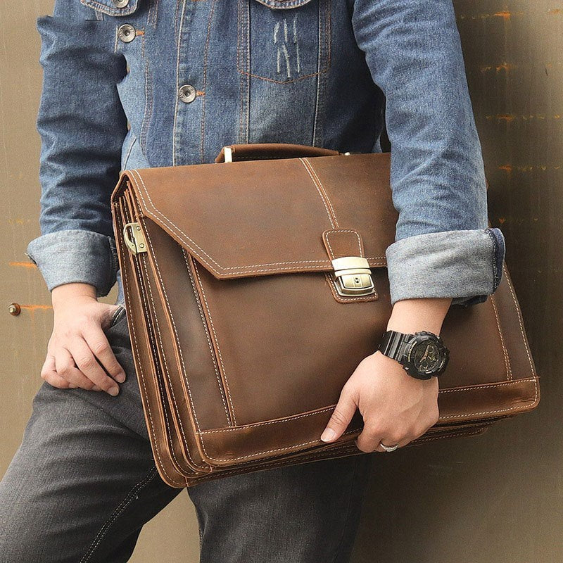 crazy horse leather briefcase