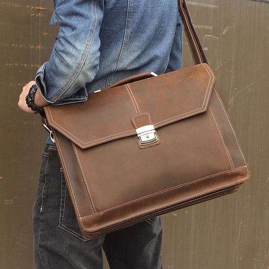 crazy horse leather briefcase