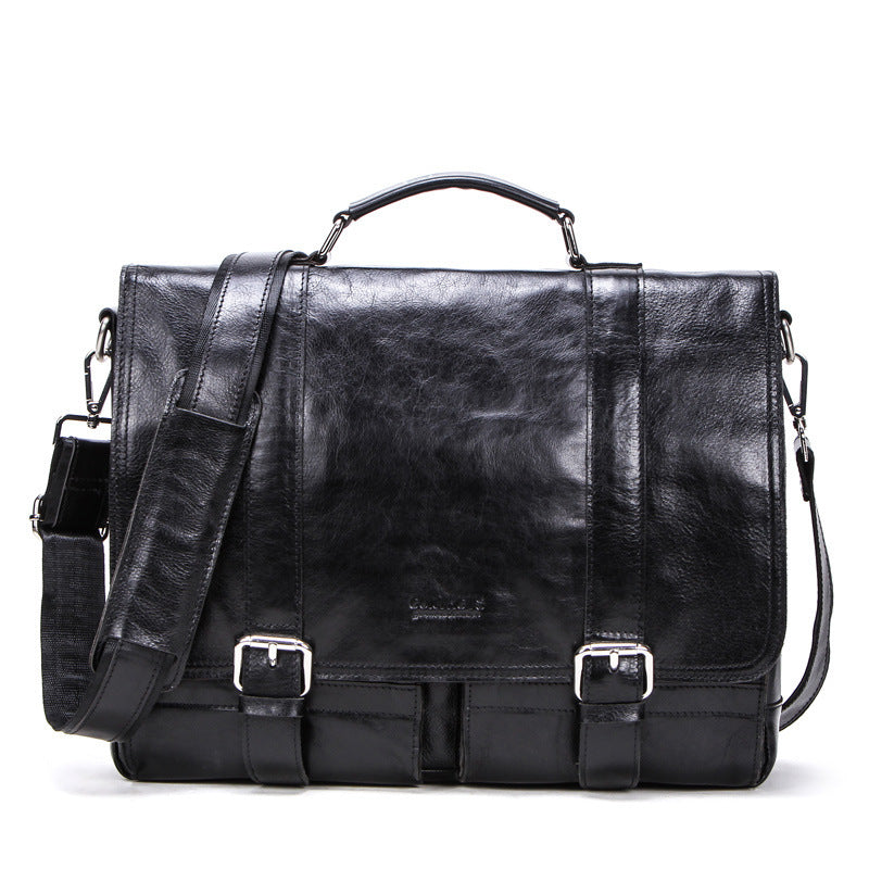 leather business briefcase large capacity diagonal bag