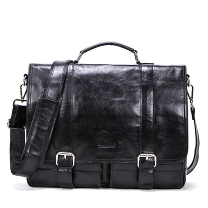 leather business briefcase large capacity diagonal bag
