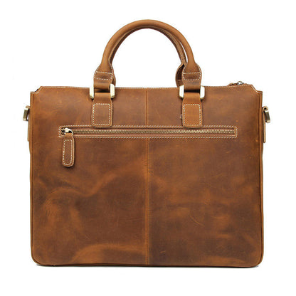 retro crazy horse leather crossbody briefcase