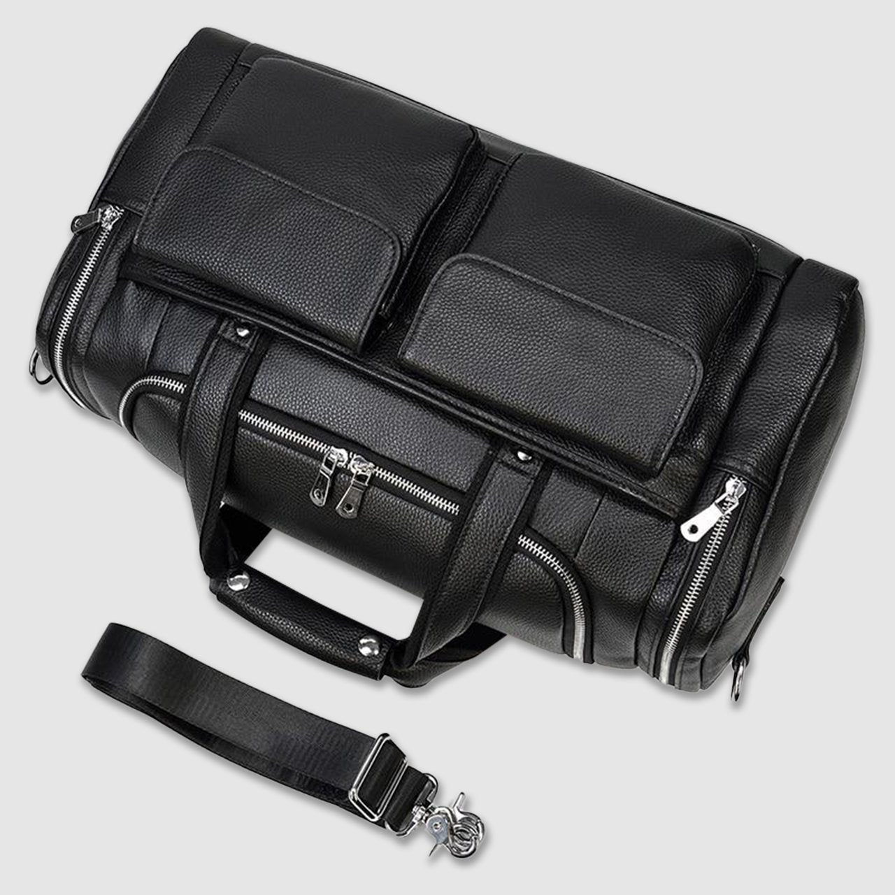 new leather mens hand held large capacity short distance travel bag