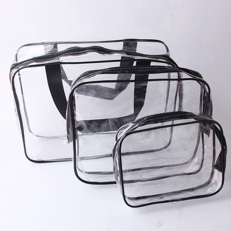 pvc transparent cosmetic storage bag wash bag three piece set