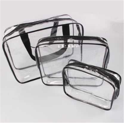 pvc transparent cosmetic storage bag wash bag three piece set