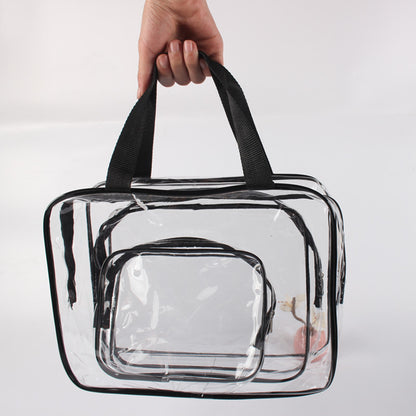 pvc transparent cosmetic storage bag wash bag three piece set