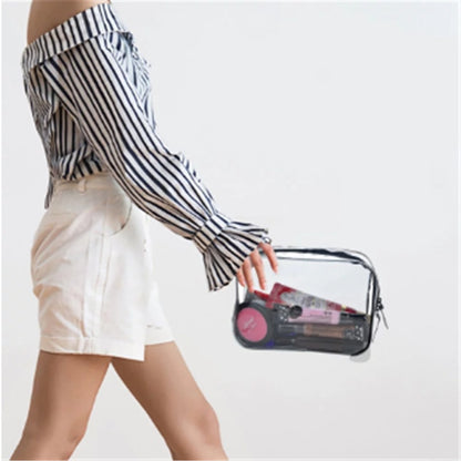 pvc transparent cosmetic storage bag wash bag three piece set