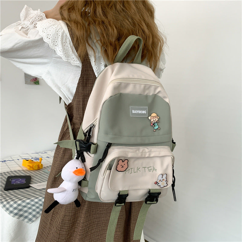 japanese harajuku girl backpack korean ins college student schoolbag female simple korean style college style backpack