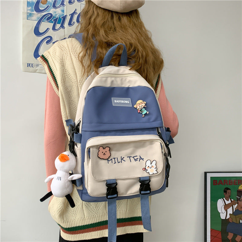 japanese harajuku girl backpack korean ins college student schoolbag female simple korean style college style backpack