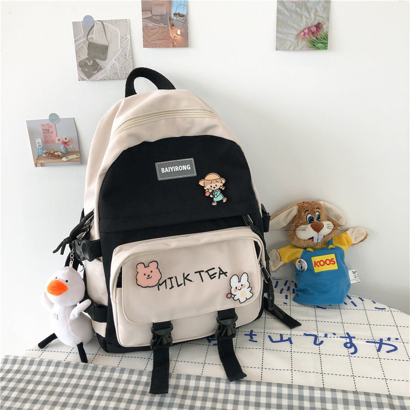 japanese harajuku girl backpack korean ins college student schoolbag female simple korean style college style backpack