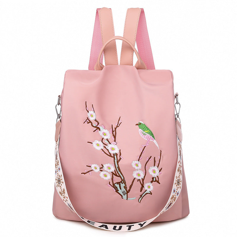 ethnic style embroidery middle school student schoolbag oxford cloth