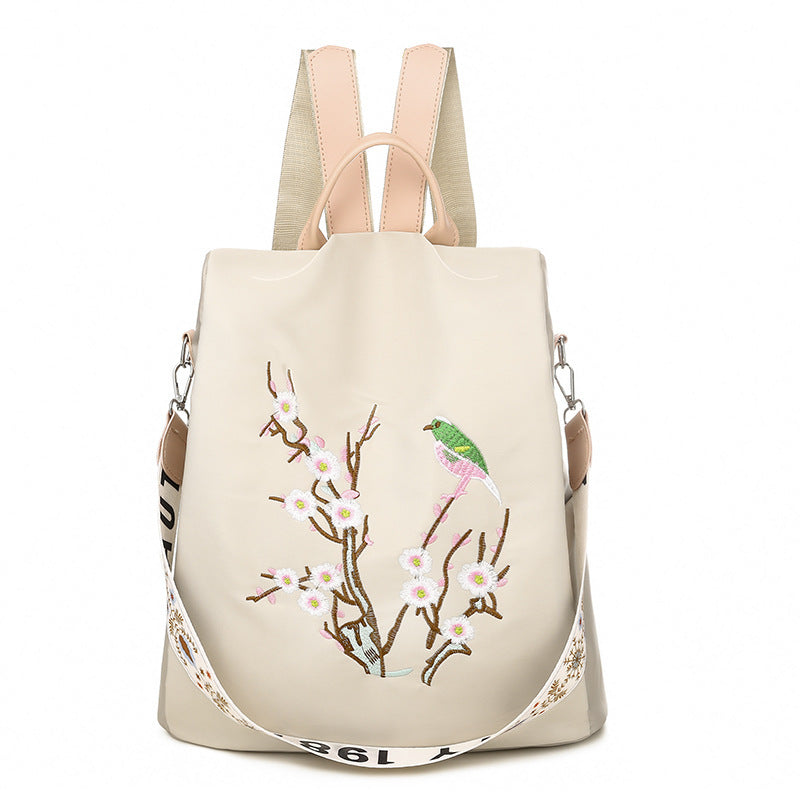 ethnic style embroidery middle school student schoolbag oxford cloth