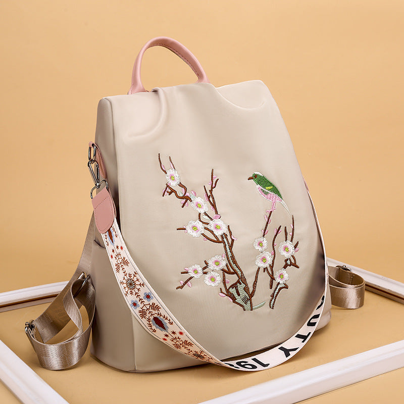 ethnic style embroidery middle school student schoolbag oxford cloth