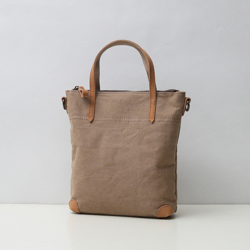 Canvas Women'S Bag Single Shoulder Bag Mori Pure Color Hand Carrying Bucket Bag Fairy Women'S Bag Pure Color Hand Carrying Basket Bag