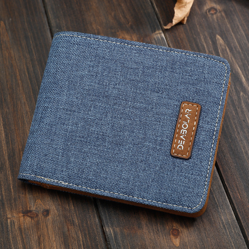 hot selling mens short wallet student japanese and korean casual canvas wallet horizontal ultra thin simple wallet trend