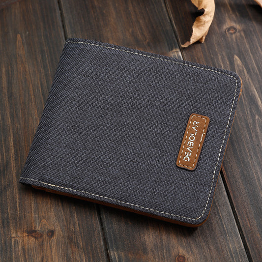 hot selling mens short wallet student japanese and korean casual canvas wallet horizontal ultra thin simple wallet trend