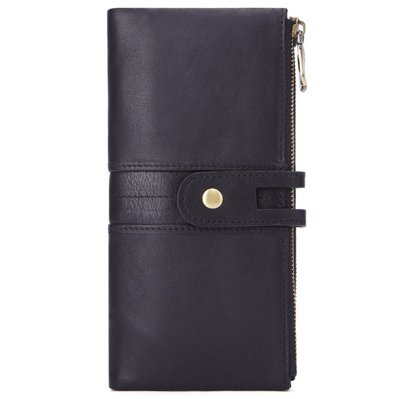 mens long large capacity vintage leather card holder