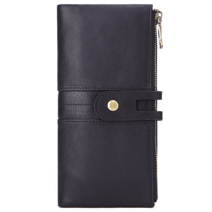 mens long large capacity vintage leather card holder