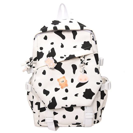 college style cow pattern soft girl little fresh student schoolbag korean leisure large capacity backpack female