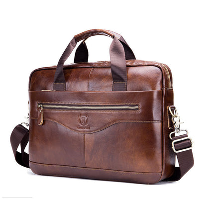 captain cattle leather goods laptop computer briefcase mens leather shoulder messenger bag top layer cowhide business briefcase