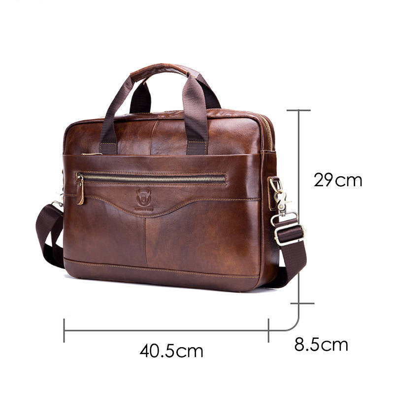 captain cattle leather goods laptop computer briefcase mens leather shoulder messenger bag top layer cowhide business briefcase