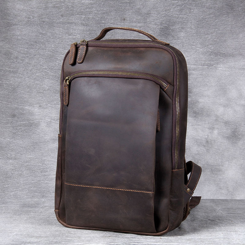 vintage crazy horse skin backpack