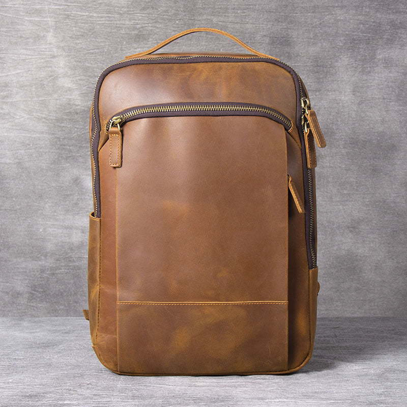 vintage crazy horse skin backpack