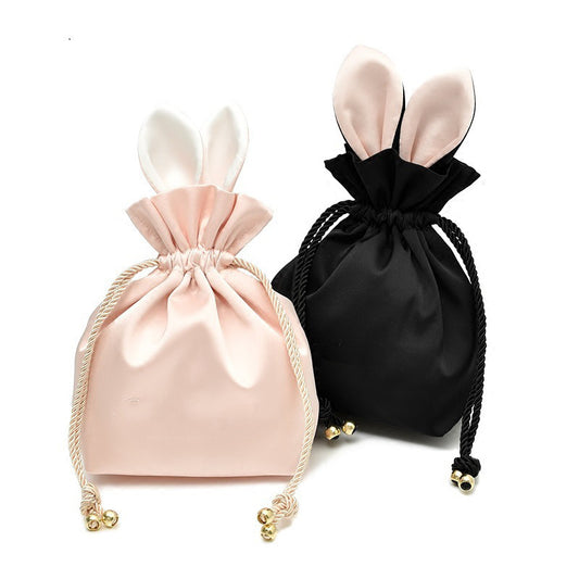 custom jewelry storage bag cosmetic bag silk drawstring pocket jewelry bag travel cute rabbit ear storage bag