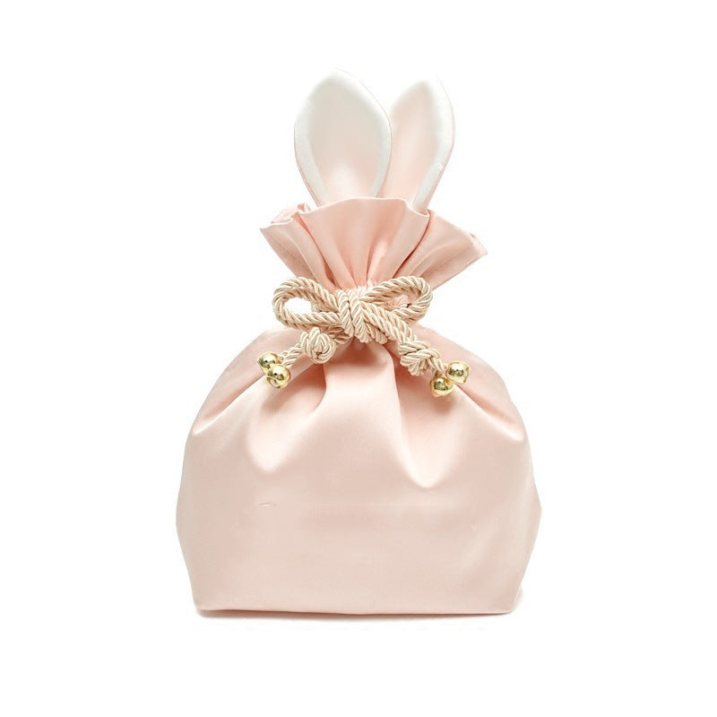 custom jewelry storage bag cosmetic bag silk drawstring pocket jewelry bag travel cute rabbit ear storage bag