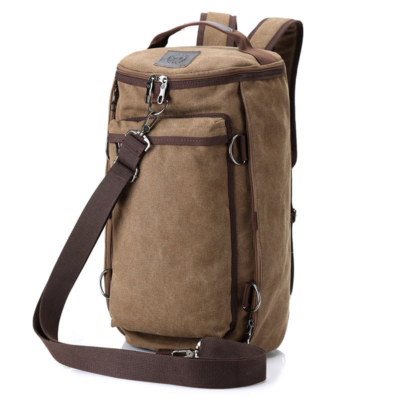 double shoulder canvas backpack mens multifunctional travel bag large capacity student schoolbag