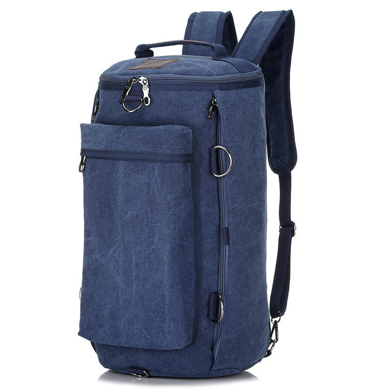 double shoulder canvas backpack mens multifunctional travel bag large capacity student schoolbag