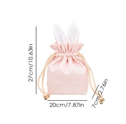 custom jewelry storage bag cosmetic bag silk drawstring pocket jewelry bag travel cute rabbit ear storage bag