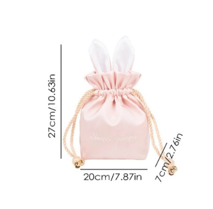 custom jewelry storage bag cosmetic bag silk drawstring pocket jewelry bag travel cute rabbit ear storage bag