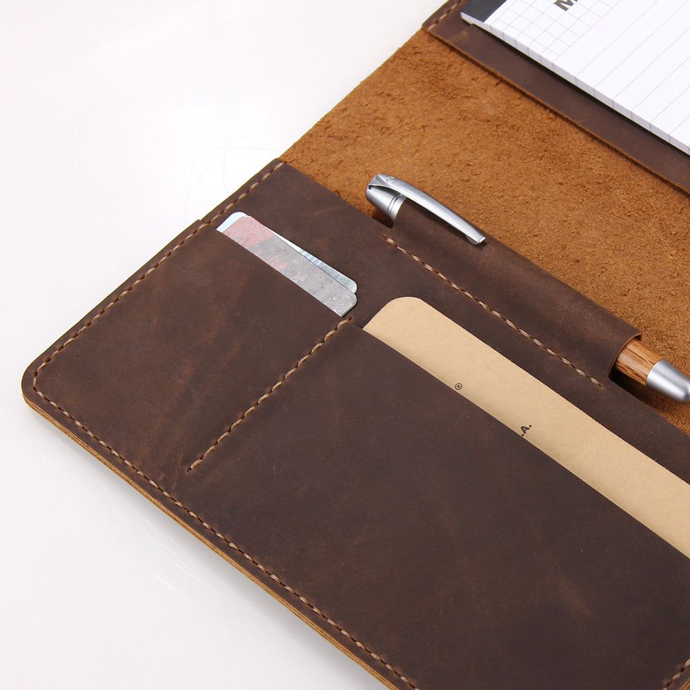 hand made retro crazy horse leather a5 manager folder business multifunctional folder can be customized